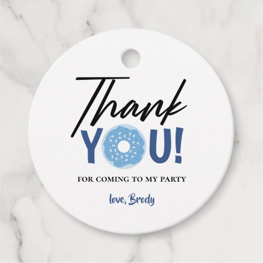 Hartelijk dank voor de Blue Doughnut Theme Party Bedankjes Labels (Voorkant)