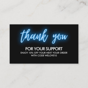Hartelijk dank voor de Blue Neon Instagram Korting Visitekaartje