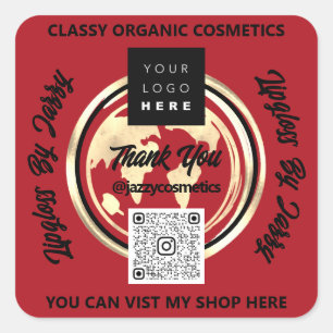 Hartelijk dank voor de Business QR Code Logo Earth Vierkante Sticker