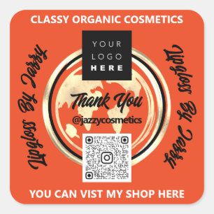 Hartelijk dank voor de Business QR Code Logo Werel Vierkante Sticker