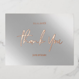 Hartelijk dank voor de echte Folie roze zilver Folie Feestdagen Briefkaart