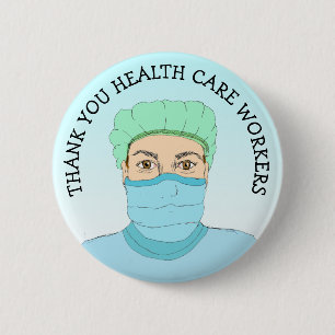 Hartelijk dank voor de gezondheidswerkers ronde button 5,7 cm