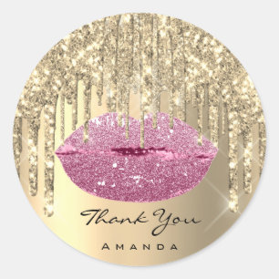 Hartelijk dank voor de Gold Pink Glam Lip Ronde Sticker
