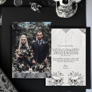 Hartelijk dank voor de  Gothic Wedding Skulls Foto Kaart