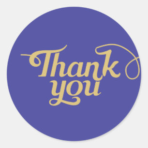 Hartelijk dank voor de goudbekistende blauwe achte ronde sticker