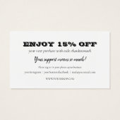 Hartelijk dank voor de Kaart Winkelkorting (Achterkant)