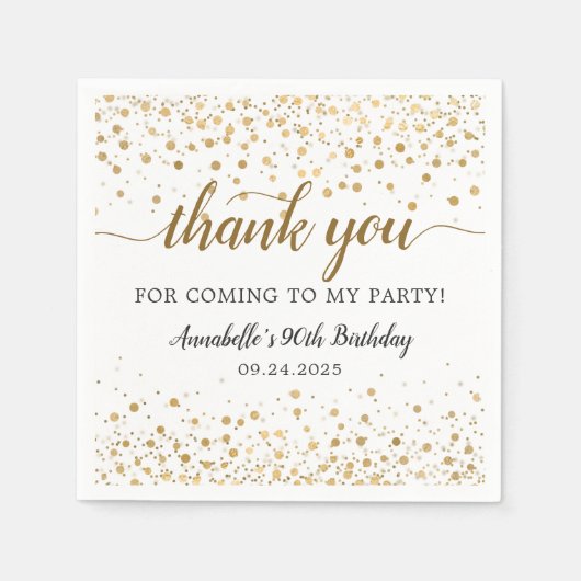 Hartelijk dank voor de komst van de gouden Confett Servet (Voorkant)