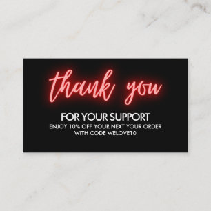 Hartelijk dank voor de korting Red Neon Instagram Visitekaartje