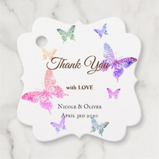 Hartelijk dank voor de liefdeskleurige Butterflies Bedankjes Labels