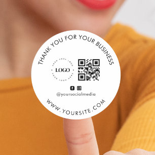 Hartelijk dank voor de Logo QR Code Social Media v Ronde Sticker