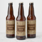Hartelijk dank voor de Natuur van Rustic Woodgrain Bier Etiket (Flessen)