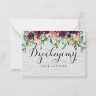 Hartelijk dank voor de Poolse Dziękuję Veel bedank Notitiekaartje