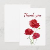 Hartelijk dank voor de Rode Waterverf papavertuinb Bedankkaart (Voorkant / Achterkant)