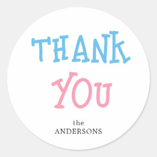 Hartelijk dank voor de roze Blauwe Geslacht Ronde Sticker