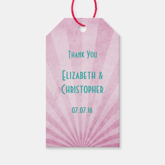 Hartelijk dank voor de roze zonneschermen met een cadeaulabel (Voorkant)