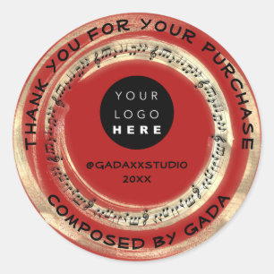 Hartelijk dank voor de Shopping Music Logo Social Ronde Sticker