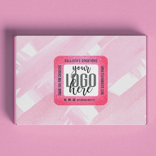 Hartelijk dank voor de spaarzame Neon Pink Glitter Vierkante Sticker