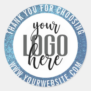 Hartelijk dank voor de Sparkly Blue Glitter Busine Ronde Sticker