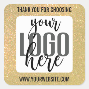 Hartelijk dank voor de Sparkly Yellow Glitter Busi Vierkante Sticker