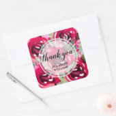 Hartelijk dank voor de tekstbloemen vierkante sticker (Envelop)