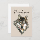 Hartelijk dank voor de Waterverf Gray Wolf Animal  Bedankkaart (Voorkant / Achterkant)