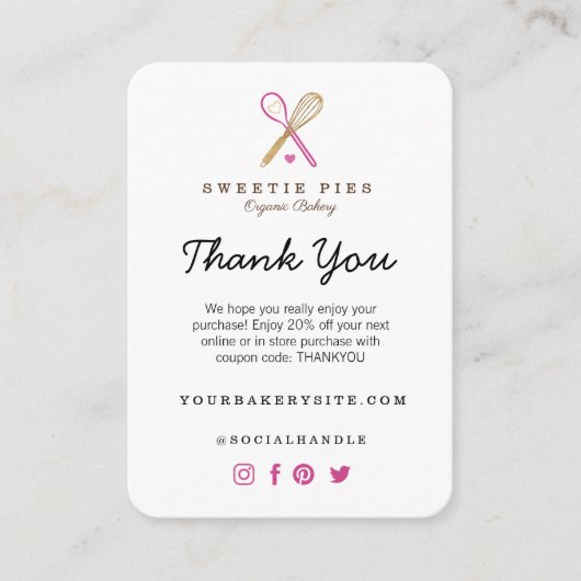 Hartelijk dank voor de zwarte & goudbakkerij informatiekaartje (Voorkant)