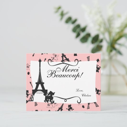 Hartelijk dank voor een feest in het roze bedankkaart (Staand voorkant)