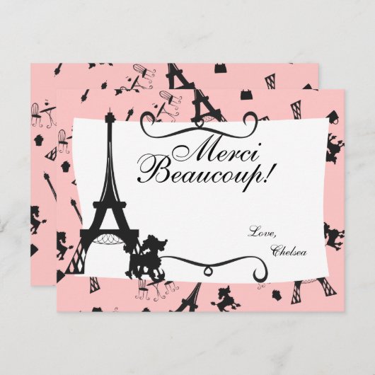 Hartelijk dank voor een feest in het roze bedankkaart (Voorkant / Achterkant)