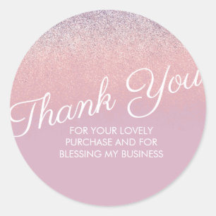 Hartelijk dank voor Faux Pink en Paarse Sparkly Gl Ronde Sticker
