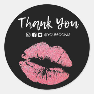 Hartelijk dank voor Glitter Kiss Media Insert Ronde Sticker