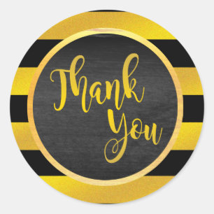 Hartelijk dank voor Gold Black Striped Glitter Ronde Sticker