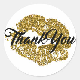 Hartelijk dank voor Gold Glitter Lips Ronde Sticker