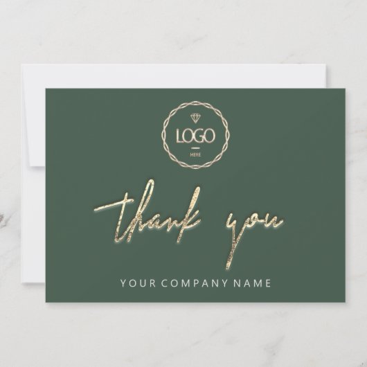 Hartelijk dank voor Golden Script Logo Script Gree Kaart (Voorkant)