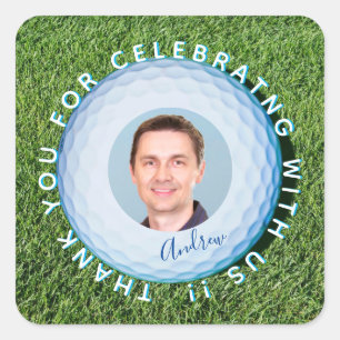 Hartelijk dank voor Golfer Foto ondertekend Alle Vierkante Sticker