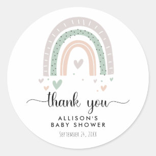 Hartelijk dank voor het Baby shower van Boho Rainb Ronde Sticker