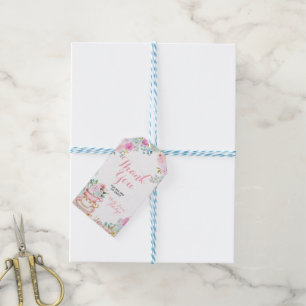 Hartelijk dank voor het Baby shower van Tea Party Cadeaulabel