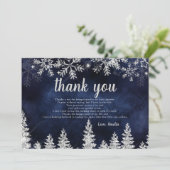 Hartelijk dank voor het baby shower Winter Silver  Bedankkaart (Staand voorkant)