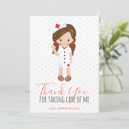 Hartelijk dank voor het Coral Script Polka dot Med Bedankkaart (Staand voorkant)