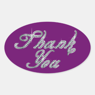 Hartelijk dank voor het Faux-Diamond Bling Script Ovale Sticker