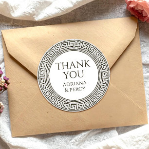 Hartelijk dank voor het Griekse sleutelpatroon van Ronde Sticker