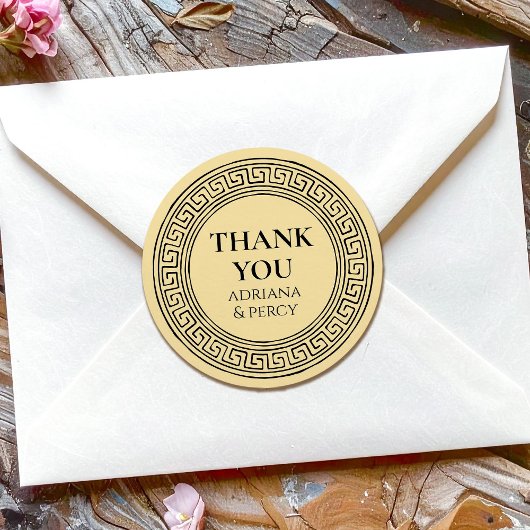 Hartelijk dank voor het Griekse sleutelpatroon van Ronde Sticker