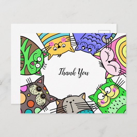 Hartelijk dank voor het Lijst van Pet Cat Briefkaart (Voorkant / Achterkant)