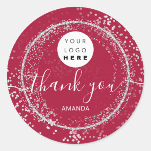 Hartelijk dank voor het Logo Glitter Lijst Silver Ronde Sticker