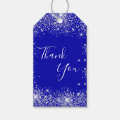 Hartelijk dank voor het monogram koninklijk blauw cadeaulabel (Voorkant)