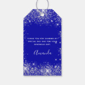 Hartelijk dank voor het monogram koninklijk blauw cadeaulabel (Achterkant)