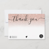 Hartelijk dank voor het roos goudglitter ombre log bedankkaart (Voorkant)