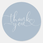 Hartelijk dank voor het stoffige blauwe hartschrif ronde sticker (Voorkant)