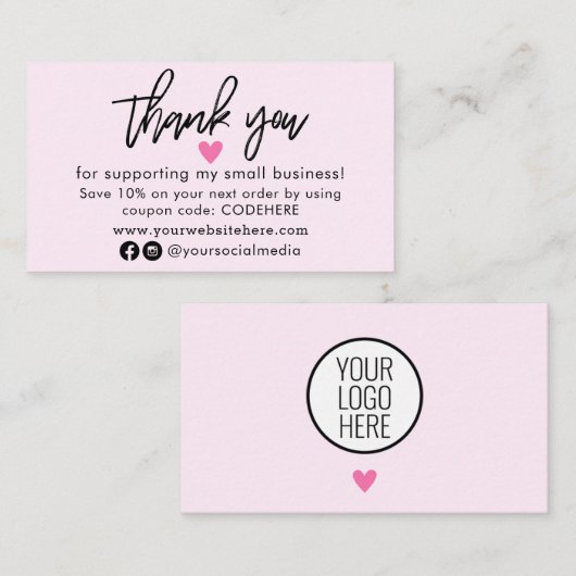 Hartelijk dank voor het Visitekaartje voor uw best (Voorkant / Achterkant)