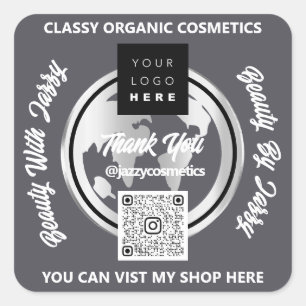 Hartelijk dank voor het Wereldbol van QRCode Silve Vierkante Sticker