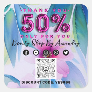 Hartelijk dank voor het winkelen van 50% korting o vierkante sticker